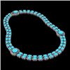 Image 2 : 29.85 ctw Turquoise & Diamond Necklace 14K White Gold - REF-527Y3X