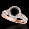 Image 1 : 1.8 ctw Certified VS Black Diamond Solitaire Halo Ring 10k Rose Gold - REF-80G5W