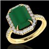 Image 2 : 5.33 ctw Emerald & Micro Pave VS/SI Diamond Ring 18k Yellow Gold - REF-87A6N