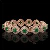 Image 2 : 37.35 ctw Emerald & Diamond Victorian Bracelet 14K Rose Gold - REF-956H8R
