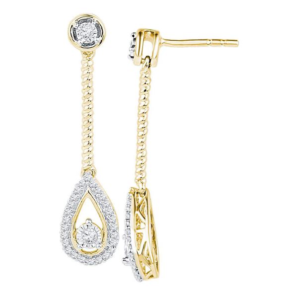 Diamond Teardrop Dangle Earrings 1/4 Cttw 10kt Yellow Gold