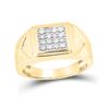 Image 1 : Mens Diamond Cluster Ring 1/3 Cttw 10kt Yellow Gold