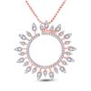 Image 1 : Diamond Sunburst Circle Pendant 3/4 Cttw 14kt Rose Gold