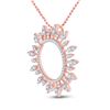 Image 2 : Diamond Sunburst Circle Pendant 3/4 Cttw 14kt Rose Gold