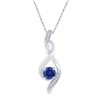 Image 1 : Lab-Created Blue Sapphire Fashion Pendant 5/8 Cttw 10kt White Gold