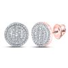 Image 1 : Mens Baguette Diamond Circle Cluster Earrings 1/2 Cttw 10kt Rose Gold
