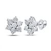 Image 1 : Diamond Cluster Earrings 1/8 Cttw Sterling Silver