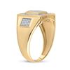 Image 4 : Mens Diamond Square Cluster Ring 1/3 Cttw 10kt Yellow Gold