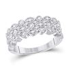 Image 1 : Diamond Oval Dot 3-Row Fashion Ring 3/4 Cttw 14kt White Gold