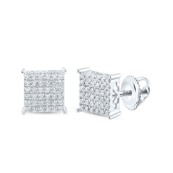 Diamond Square Earrings 1/2 Cttw 10kt White Gold