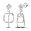 Image 1 : Diamond Dangle Square Earrings 3/8 Cttw 10kt White Gold