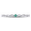 Image 2 : Emerald Solitaire Milgrain Stackable Band Ring .01 Cttw 10kt White Gold