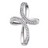 Image 1 : Diamond Oval Cross Pendant 1/8 Cttw 10kt White Gold