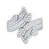 Image 2 : Baguette Diamond Bypass Cluster Fashion Ring 1-1/3 Cttw 14kt Rose Gold