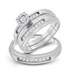 Image 1 : His Hers Diamond Cluster Matching Wedding Set 1/3 Cttw 10kt White Gold