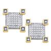 Image 1 : Mens Diamond Cluster Earrings 1/5 Cttw 10kt Yellow Gold