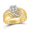 Image 2 : His Hers Diamond Solitaire Matching Wedding Set 1/5 Cttw 10kt Yellow Gold