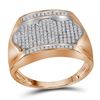 Image 1 : Mens Diamond Rectangle Arched Cluster Ring 1/2 Cttw 10kt Rose Gold
