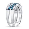 Image 3 : Blue Color Enhanced Diamond Band Ring 1/2 Cttw 10kt White Gold