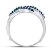 Image 4 : Blue Color Enhanced Diamond Band Ring 1/2 Cttw 10kt White Gold