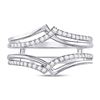 Image 2 : Diamond Pointed Ring Guard Wedding Enhancer Band 1/5 Cttw 14kt White Gold