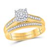 Image 2 : His Hers Diamond Cluster Matching Wedding Set 3/8 Cttw 10kt Yellow Gold