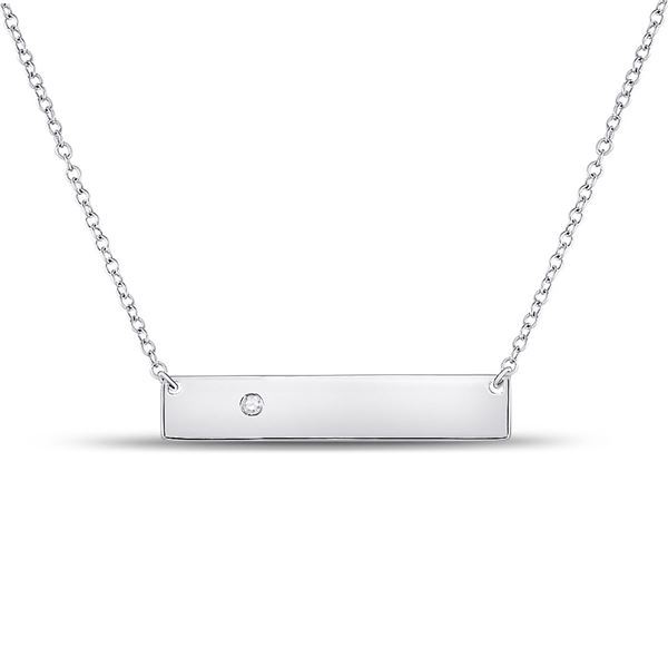 Diamond Rectangle Bar Necklace .02 Cttw 10kt White Gold