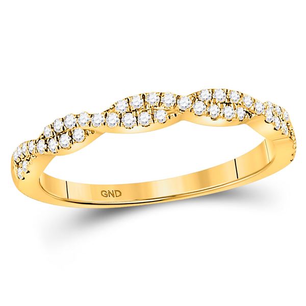Diamond Twist Stackable Band Ring 1/4 Cttw 10kt Yellow Gold