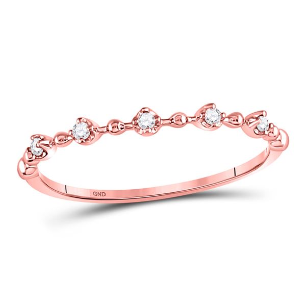 Diamond Bead Dot Stackable Ring 1/20 Cttw 10kt Rose Gold