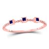 Image 1 : Princess Blue Sapphire 3-Stone Beaded Stackable Band Ring 1/20 Cttw 10kt Rose Gold