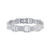 Image 1 : Sterling Silver Mens Diamond Rectangle Link Bracelet 1-5/8 Cttw Sterling Silver