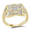 Image 1 : Mens Diamond Square Cluster Ring 1/4 Cttw 10kt Yellow Gold
