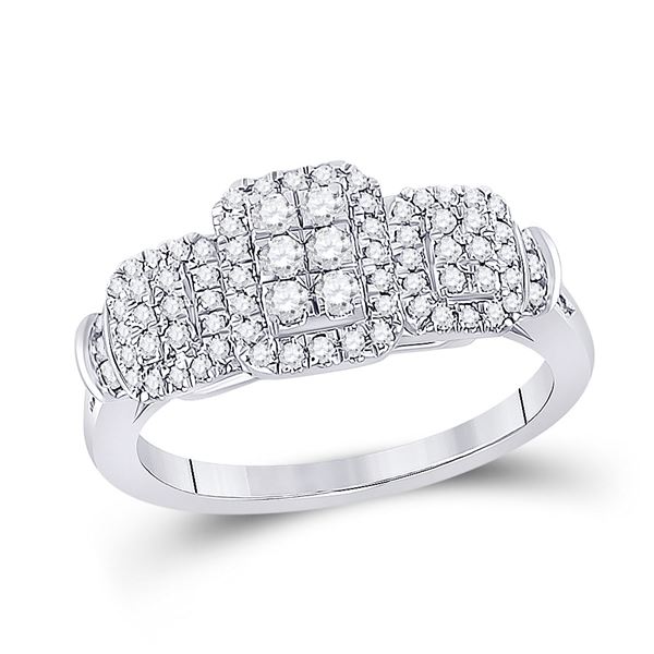 Diamond Triple Rectangle Cluster Ring 1/2 Cttw 10kt White Gold