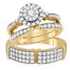 Image 1 : His Hers Diamond Solitaire Matching Wedding Set 1-1/2 Cttw 14kt Yellow Gold