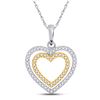 Image 1 : Diamond Double Heart Pendant 1/4 Cttw 10kt Two-tone Gold
