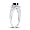 Image 4 : Lab-Created Blue Sapphire Solitaire Diamond Ring 5/8 Cttw Sterling Silver