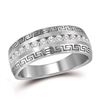 Mens Diamond Wedding Greek Key Band Ring 1 Cttw 14kt White Gold