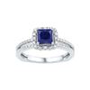 Image 1 : Princess Lab-Created Blue Sapphire Solitaire Ring 7/8 Cttw Sterling Silver