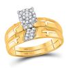Image 2 : His Hers Diamond Cross Matching Wedding Set 1/4 Cttw 10kt Yellow Gold
