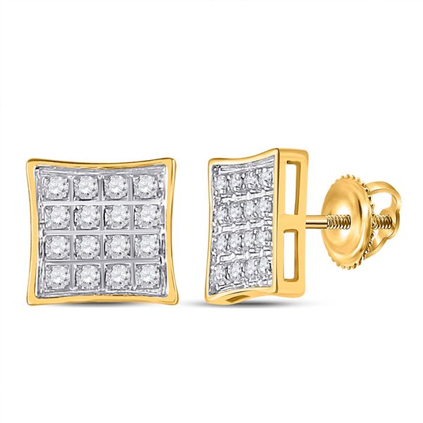 Diamond Square Earrings 1/10 Cttw 10kt Yellow Gold