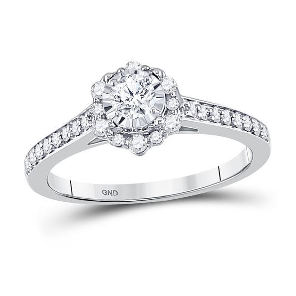 Diamond Solitaire Bridal Wedding Engagement Ring 1/2 Cttw 14kt White Gold