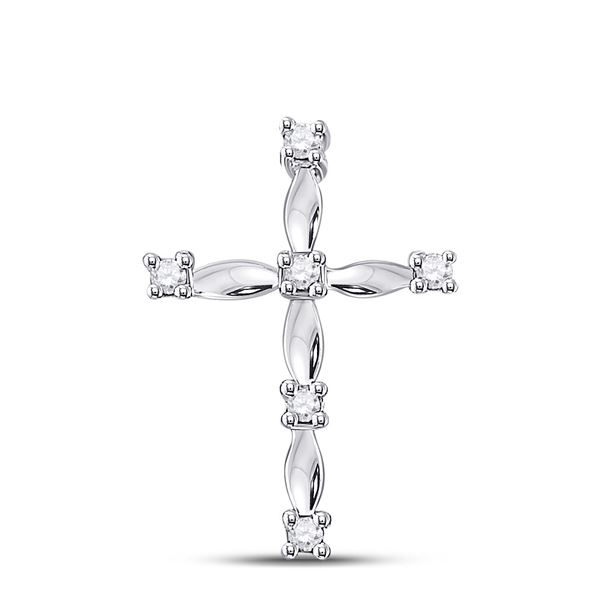 Diamond Cross Pendant 1/20 Cttw 10kt White Gold