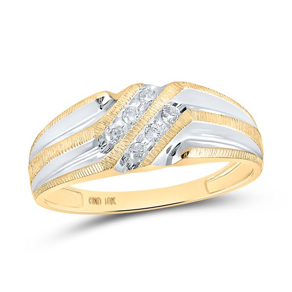 Mens Diamond Wedding Band Ring 1/8 Cttw 10kt Two-tone Gold