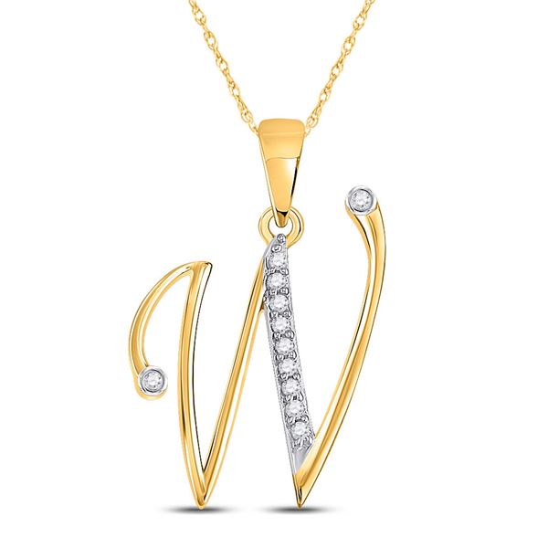 Diamond W Initial Letter Pendant 1/12 Cttw 10kt Yellow Gold