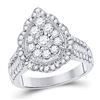 Image 1 : Diamond Teardrop Pear Ring 1-5/8 Cttw 14kt White Gold
