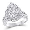 Image 2 : Diamond Teardrop Pear Ring 1-5/8 Cttw 14kt White Gold