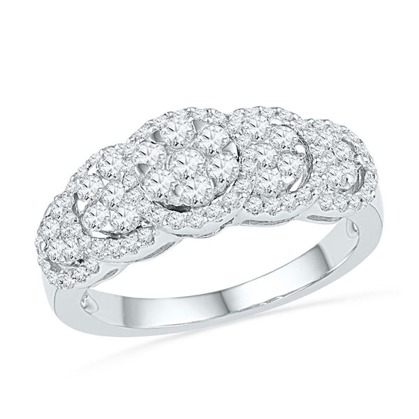Diamond Flower Cluster Ring 5/8 Cttw 10kt White Gold