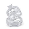 Image 1 : Sterling Silver His Hers Diamond Cluster Matching Wedding Set 1/2 Cttw Sterling Silver