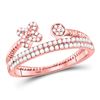 Image 1 : Diamond Flower Bisected Stackable Band Ring 1/5 Cttw 10kt Rose Gold