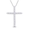 Image 1 : Diamond Cross Pendant 3/4 Cttw 14kt White Gold